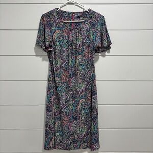 Tommy Hilfiger colourful paisley short sleeve midi dress size 12